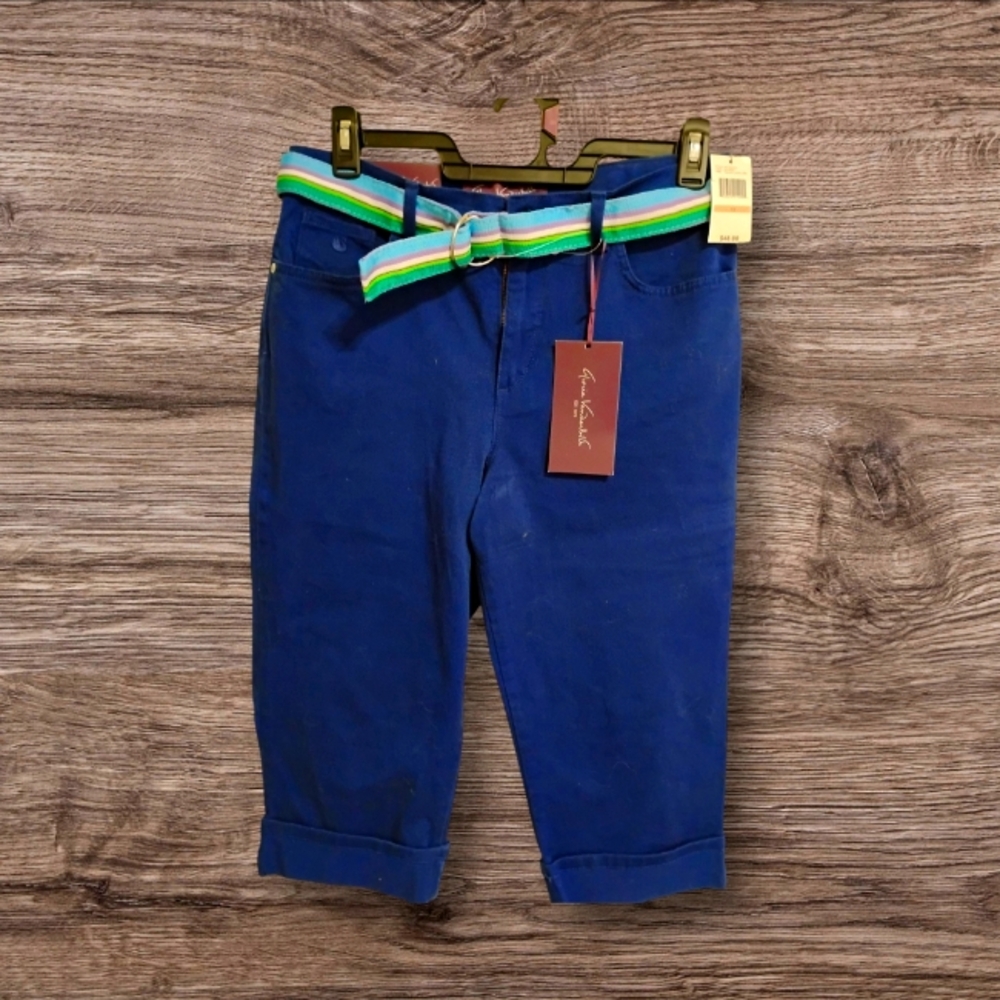 Blue Pants with Multicolor Belt